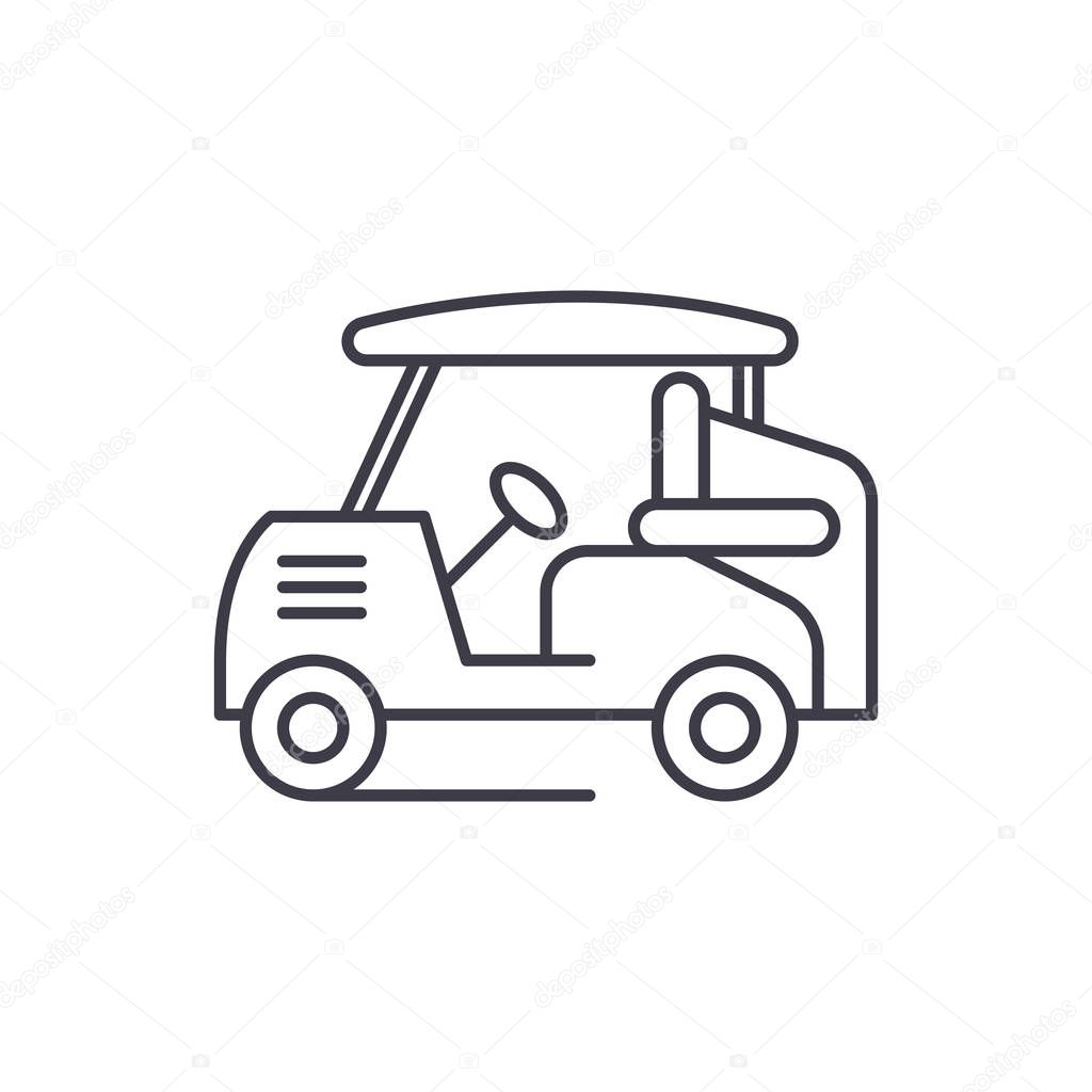Golf car line icon concept. Golf car vector linear illustration, sign, symbol
