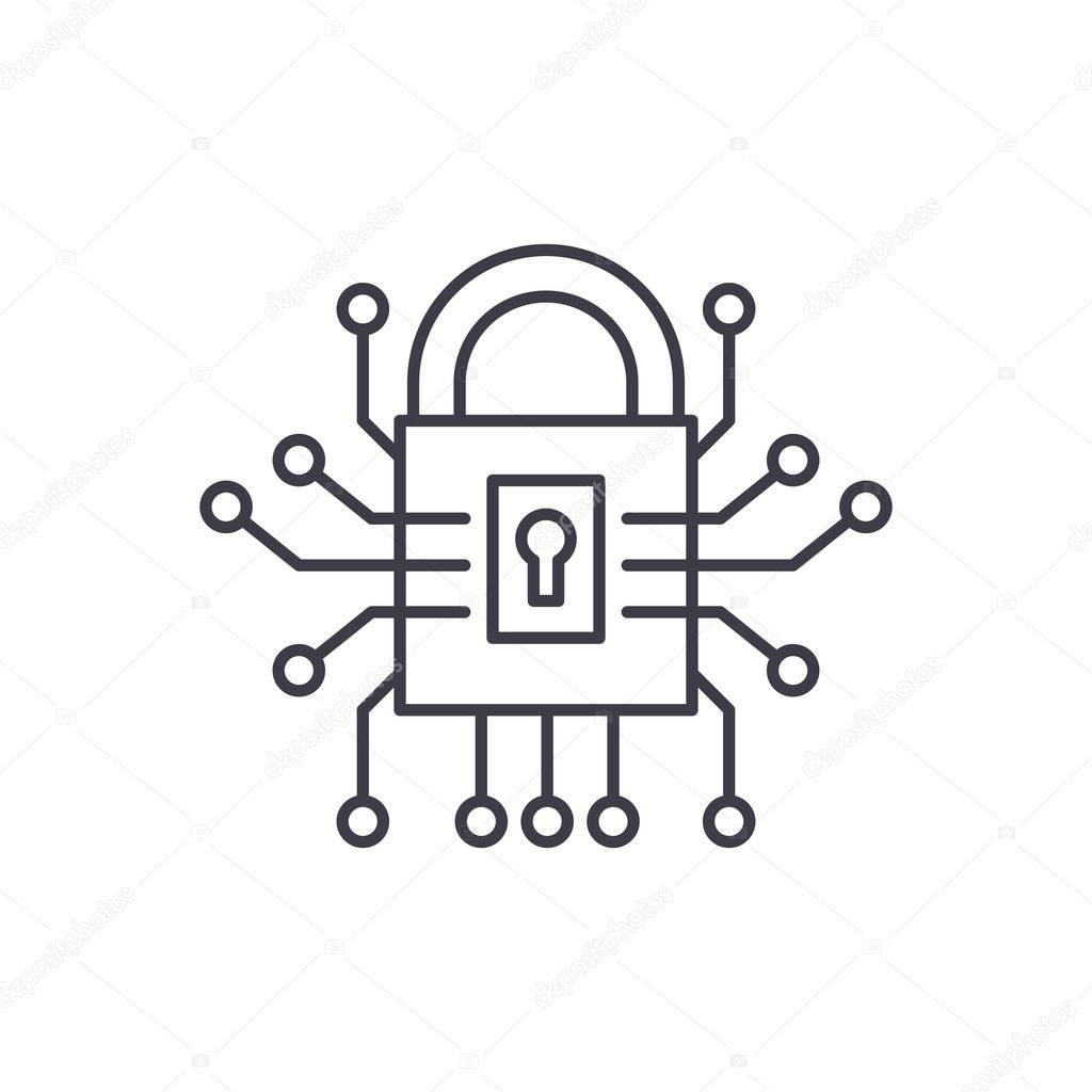 Information security line icon concept. Information security vector linear illustration, symbol, sign