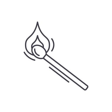 Maç satır simgesi kavramı. Maç doğrusal vektör çizim, sembol, işareti