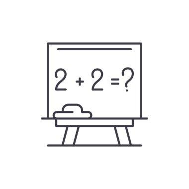 Matematik dersleri satırı simgesi kavramı. Matematik dersleri vektör lineer illüstrasyon, sembol, işareti