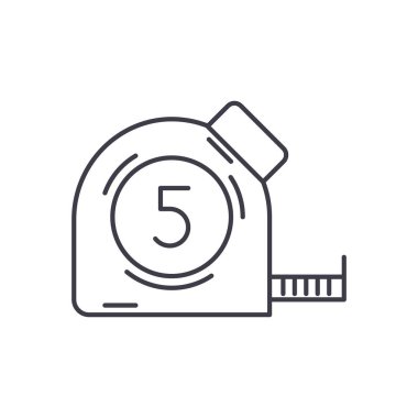 Ölçme bant satırı simgesi kavramı. Ölçme teyp vektör lineer illüstrasyon, sembol, işareti