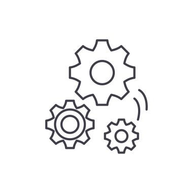 Makine Mühendisliği satırı simgesi kavramı. Makine Mühendisliği vektör lineer illüstrasyon, sembol, işareti