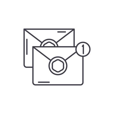 İletileri satırı simgesi kavramı. İletileri vektör lineer illüstrasyon, sembol, işareti