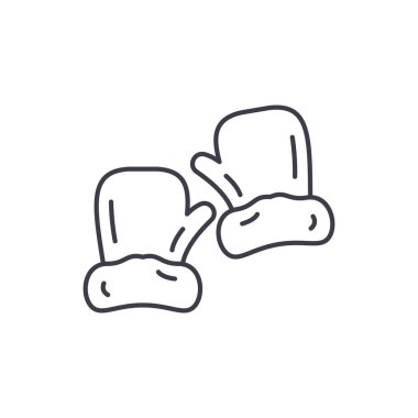 Mittens satırı simgesi kavramı. Mittens vektör lineer illüstrasyon, sembol, işareti