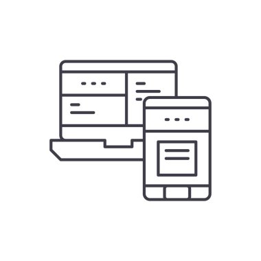 Telefon denetim sistemi satırı simgesi kavramı. Telefon denetim sistemi vektör lineer illüstrasyon, sembol, işareti