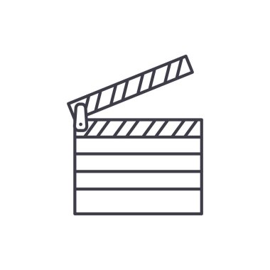 Motor kamera satırı simgesi kavramı. Motor kamera vektör lineer illüstrasyon, sembol, işareti