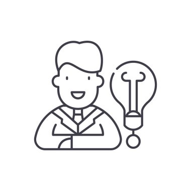 Yeni iş fikri çizgi simgesini kavramı. Yeni iş fikri vektör lineer illüstrasyon, sembol, işareti