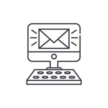 Yeni ileti satır simgesi kavramı. Yeni ileti vektör lineer illüstrasyon, sembol, işareti