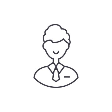 Office çalışan satırı simgesi kavramı. Office çalışan vektör lineer illüstrasyon, sembol, işareti