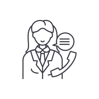 Ofis Yöneticisi satırı simgesi kavramı. Ofis Yöneticisi vektör lineer illüstrasyon, sembol, işareti