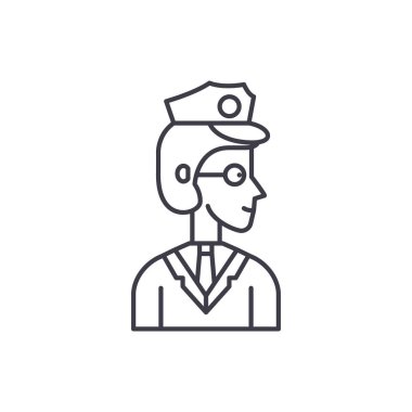 Memur satırı simgesi kavramı. Memur vektör lineer illüstrasyon, sembol, işareti