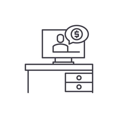 Online iş hattı simgesi kavramı. Online iş vektör lineer illüstrasyon, sembol, işareti