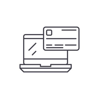 Online ödeme satırı simgesi kavramı. Online ödeme vektör lineer illüstrasyon, sembol, işareti