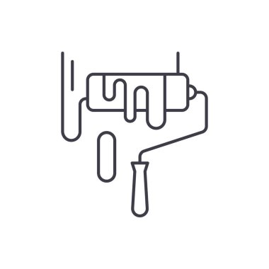 Tablo satırı simgesi kavramı çalışır. Boyama işleri doğrusal vektör çizim, işaret, sembol