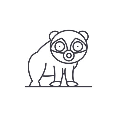 Panda çizgi simgesini kavramı. Panda vektör lineer illüstrasyon, sembol, işareti