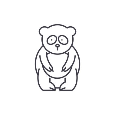 Ayı Panda çizgi simgesini kavramı. Ayı Panda vektör lineer illüstrasyon, sembol, işareti