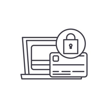 Ödeme koruma hattı simgesi kavramı. Ödeme koruma vektör lineer illüstrasyon, sembol, işareti