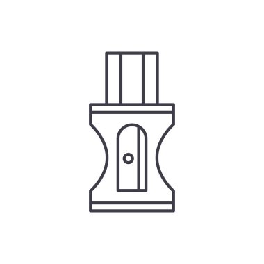 Kalem kalemtıraş satırı simgesi kavramı. Kalem kalemtıraş vektör lineer illüstrasyon, sembol, işareti