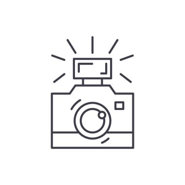 Fotoğraf hat simgesi kavramı. Fotoğraf vektör lineer illüstrasyon, sembol, işareti