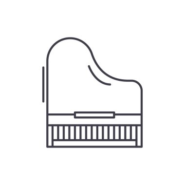 Piyano satırı simgesi kavramı. Piyano vektör lineer illüstrasyon, sembol, işareti