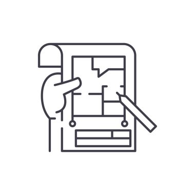 Planlama satırı simgesi kavramı. Planlama doğrusal vektör çizim, sembol, işareti