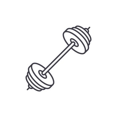 Powerlifting bar hattı simgesi kavramı. Powerlifting bar doğrusal vektör çizim, sembol, işareti