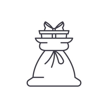 Mevcut çanta satırı simgesi kavramı. Mevcut çanta vektör lineer illüstrasyon, sembol, işareti