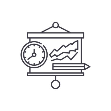 Sunu satırı simgesi kavramı. Sunu vektör lineer illüstrasyon, sembol, işareti