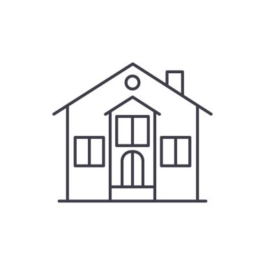 Özel house satırı simgesi kavramı. Özel house vektör lineer illüstrasyon, sembol, işareti