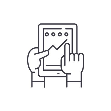 Uygulama satır simgesi kavramı sürüyor. Devam eden uygulama vektör lineer illüstrasyon, sembol, işareti