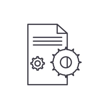 Proje sözleşmesi satırı simgesi kavramı. Proje sözleşmesi vektör lineer illüstrasyon, sembol, işareti