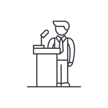 Kamu performans satırı simgesi kavramı. Kamu performans vektör lineer illüstrasyon, sembol, işareti