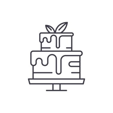 Puding satırı simgesi kavramı. Puding vektör lineer illüstrasyon, sembol, işareti