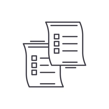 Soru formları satırı simgesi kavramı. Soru formları vektör lineer illüstrasyon, sembol, işareti