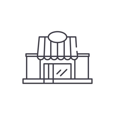 Perakende satış satırı simgesi kavramı. Perakende vektör lineer illüstrasyon, sembol, işareti