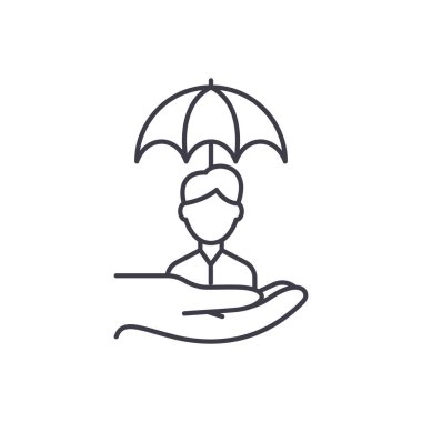 Risk yönetimi satırı simgesi kavramı. Risk yönetimi vektör lineer illüstrasyon, sembol, işareti