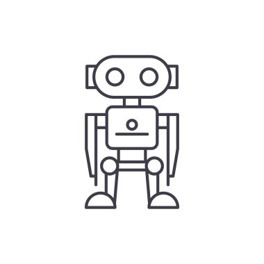 Robot satırı simgesi kavramı. Robot vektör lineer illüstrasyon, sembol, işareti