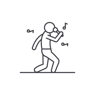 Rock yıldız satırı simgesi kavramı. Rock yıldız vektör lineer illüstrasyon, sembol, işareti