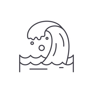 Deniz dalga satır simgesi kavramı. Deniz dalga vektör lineer illüstrasyon, sembol, işareti