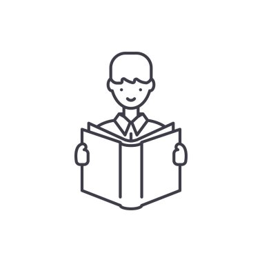 Selfeducation satırı simgesi kavramı. Selfeducation vektör lineer illüstrasyon, sembol, işareti