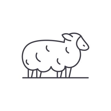 Koyun satırı simgesi kavramı. Koyun vektör lineer illüstrasyon, sembol, işareti