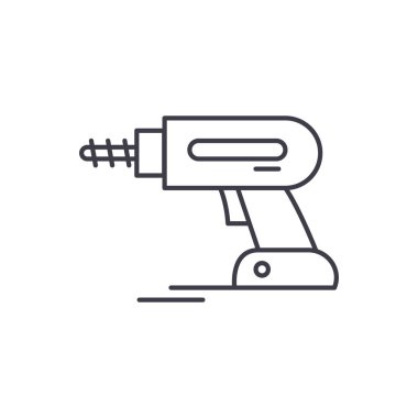 Tornavida satırı simgesi kavramı çalışır. Tornavida çalışır doğrusal vektör çizim, sembol, işareti