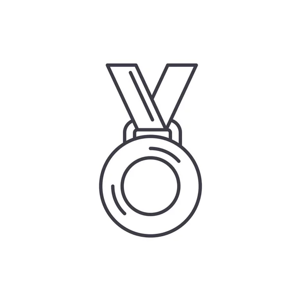 Concepto de icono de línea ganadora de medalla. Medalla ganador vector lineal ilustración, símbolo, signo — Vector de stock