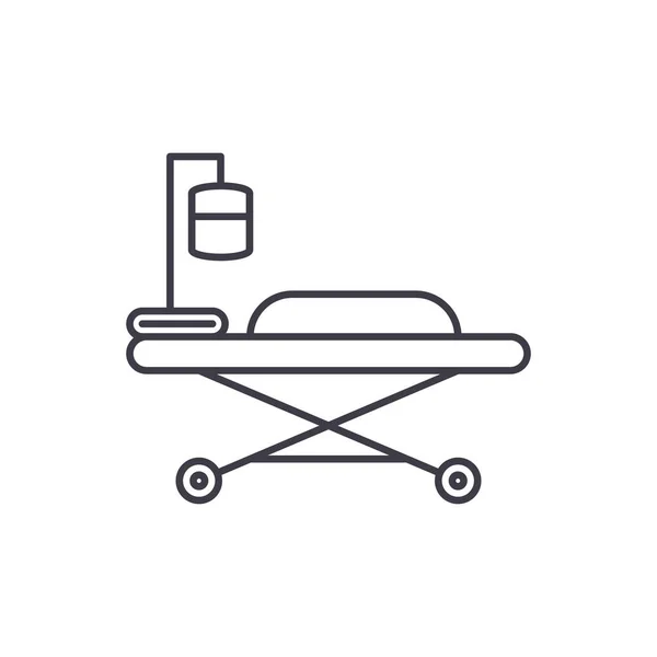 Concepto de icono de cama médica. Cama médica vector ilustración lineal, símbolo, signo — Vector de stock
