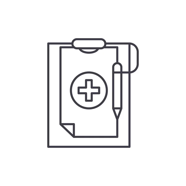 Medicinsk diagnos line ikonen koncept. Medicinsk diagnos vektor linjär illustration, symbol, underteckna — Stock vektor