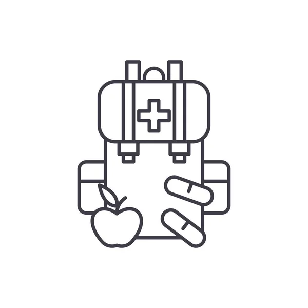 Medical Kit Line Icon-Konzept. Medizinische Kit Vektor lineare Illustration, Symbol, Zeichen — Stockvektor