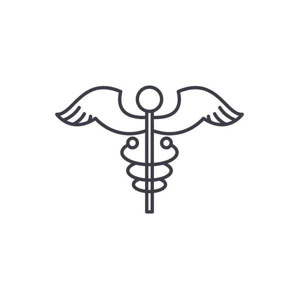 医学の署名ライン アイコン コンセプトです。医学の記号ベクトルの線形図、シンボル、記号 — ストックベクタ