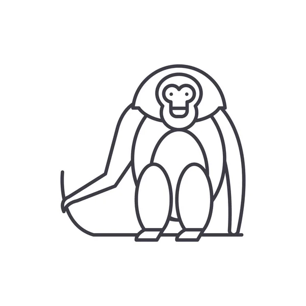 モンキー ライン アイコン概念。猿ベクトルの線形図、シンボル、記号 — ストックベクタ