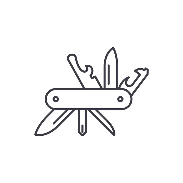 Multi knife line icon concept. Multi knife vector linear illustration, sign, symbol — Stock Vector