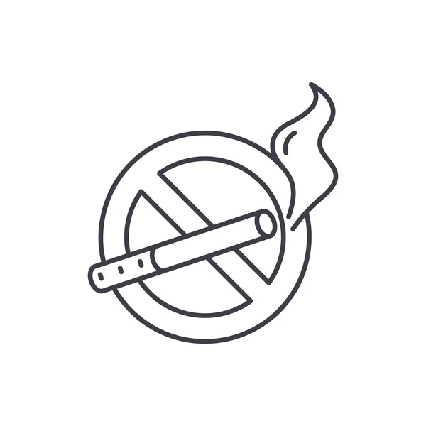 Nenhum conceito de ícone de linha de fumar. Não fumar vetor ilustração linear, símbolo, sinal —  Vetores de Stock